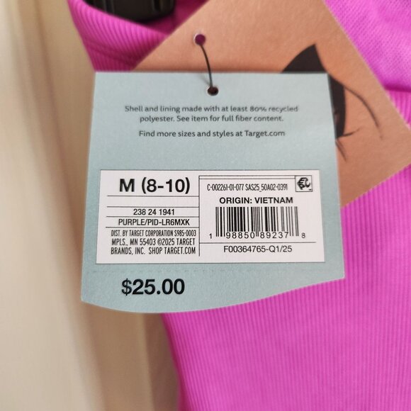 Womens Ribbed One Piece Swimsuit w Detachable Straps Shade & Shore Bright Pink M - Picture 9 of 11